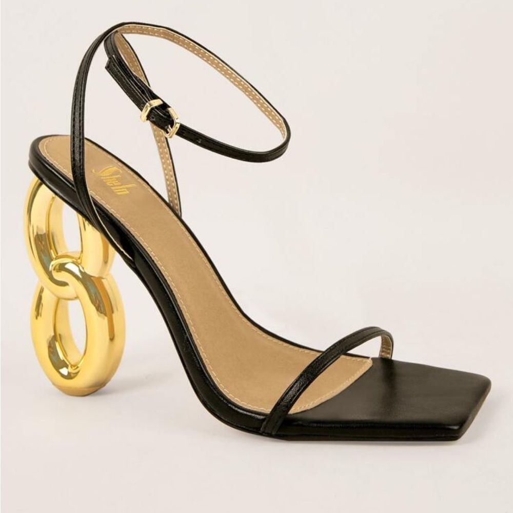 SHEIN Black and Gold Statement Heels